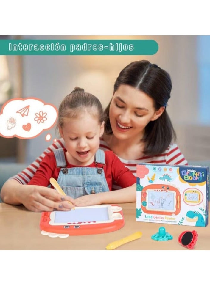 Epano Dinosaur Magnetic Drawing Board, 4 Colors Erasable Writing Board Toy, Lovely Whiteboard Drawings for Kids, Suitable for 4-8 Years Old Kids (Orange) - Image 3